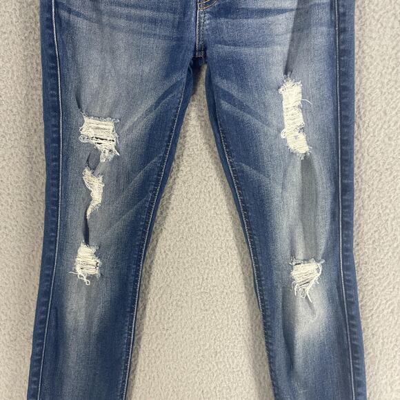 7 For All Mankind Jeans Womens 27 Blue Skinny Distressed Ankle Stretch Denim - Picture 5 of 15